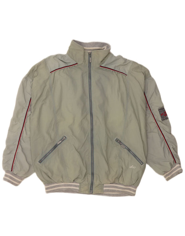 VINTAGE Mens Tracksuit Top Jacket Large Green Colourblock