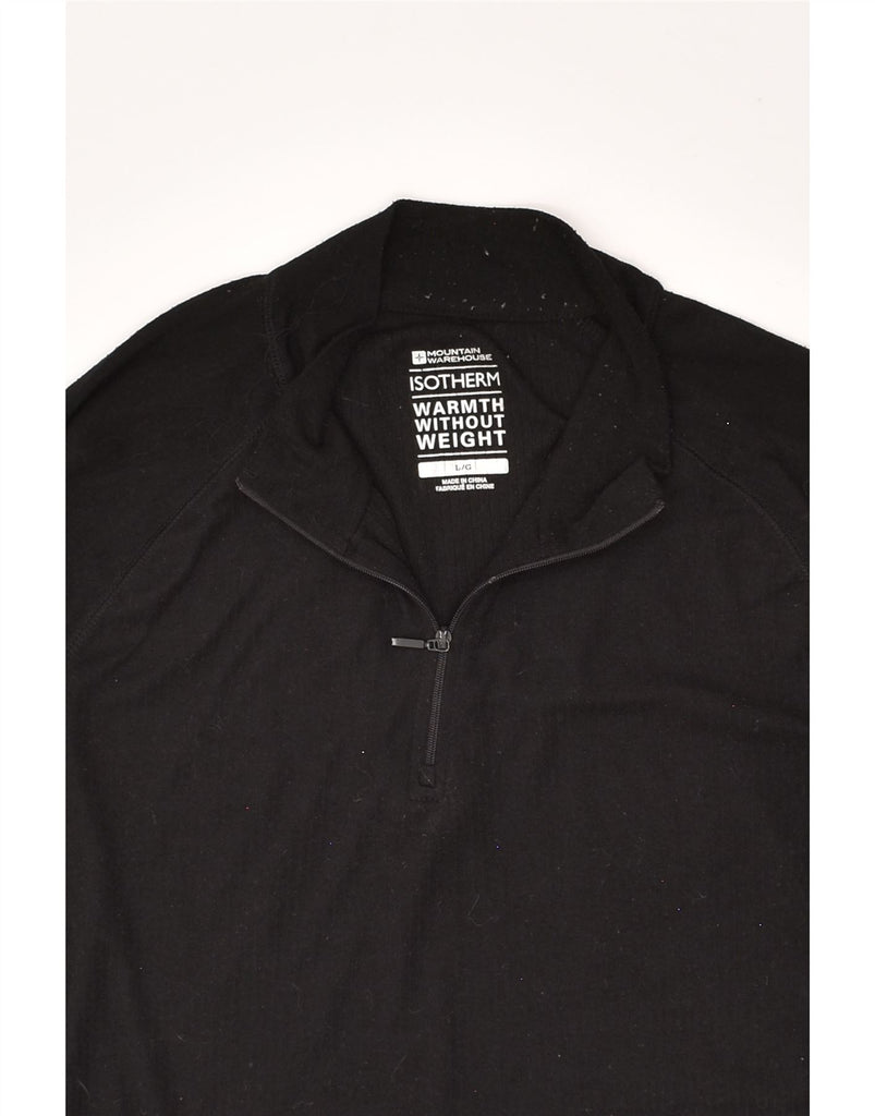 MOUNTAIN WAREHOUSE Mens Zip Neck Top Long Sleeve Large Black Polyester | Vintage Mountain Warehouse | Thrift | Second-Hand Mountain Warehouse | Used Clothing | Messina Hembry 