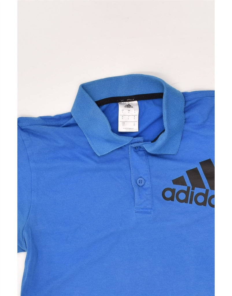 ADIDAS Mens Graphic Polo Shirt Small Blue | Vintage Adidas | Thrift | Second-Hand Adidas | Used Clothing | Messina Hembry 