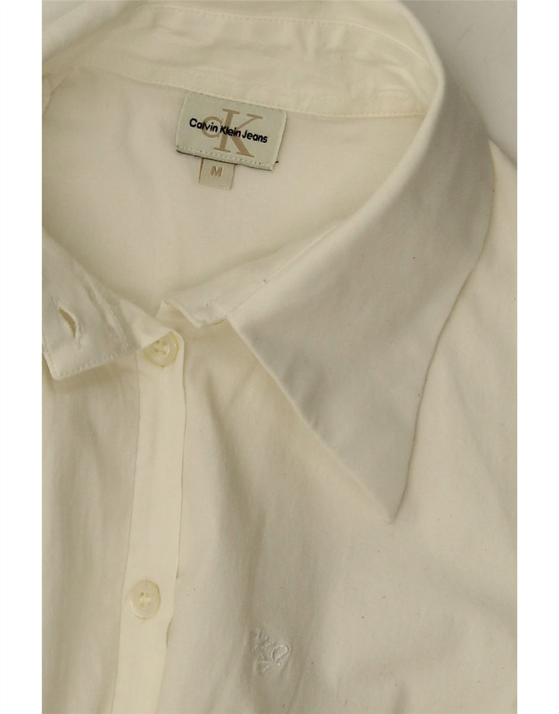 CALVIN KLEIN JEANS Womens Sleeveless Shirt UK 12 Medium White Cotton Vintage Calvin Klein Jeans and Second-Hand Calvin Klein Jeans from Messina Hembry 
