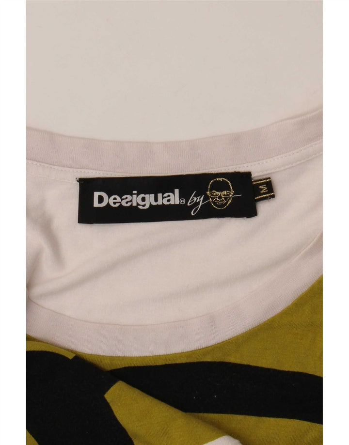 Desigual Womens Asymmetric Vest Top UK 12 Medium White Geometric