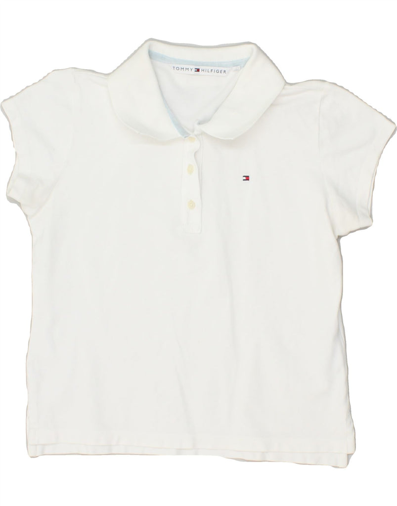 TOMMY HILFIGER Girls Polo Shirt 9-10 Years Medium White Cotton | Vintage Tommy Hilfiger | Thrift | Second-Hand Tommy Hilfiger | Used Clothing | Messina Hembry 