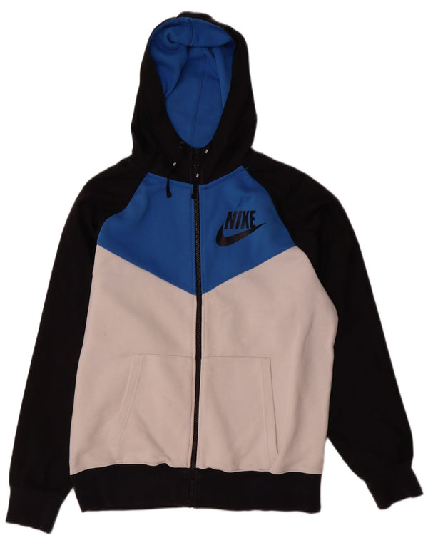 Nike Mens Graphic Zip Hoodie Sweater Large Multicoloured Colourblock Cotton