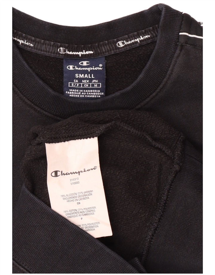 Champion Mens Graphic Sweatshirt Jumper Small Black Cotton