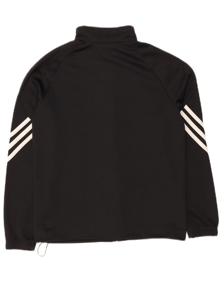Adidas Girls Tracksuit Top Jacket 9-10 Years Black Polyester