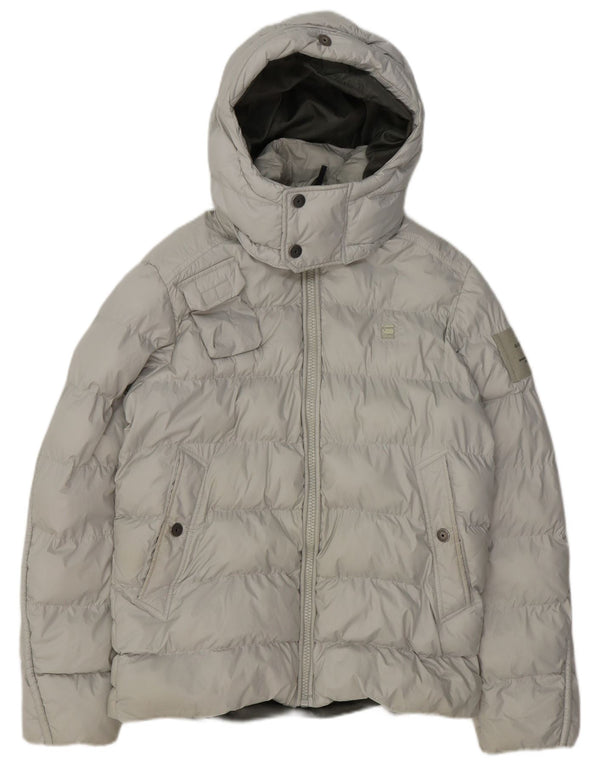 G-STAR Mens Hooded Padded Jacket UK 38 Medium Grey Polyester