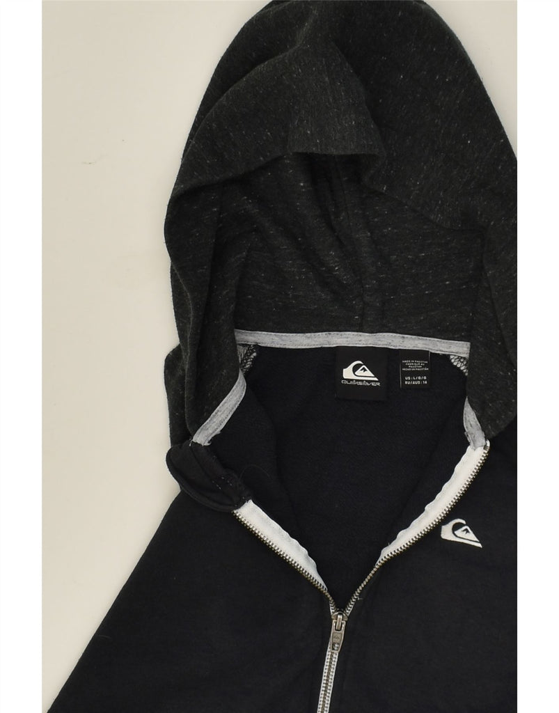 QUIKSILVER Boys Zip Hoodie Sweater 13-14 Years Large  Black Colourblock | Vintage Quiksilver | Thrift | Second-Hand Quiksilver | Used Clothing | Messina Hembry 