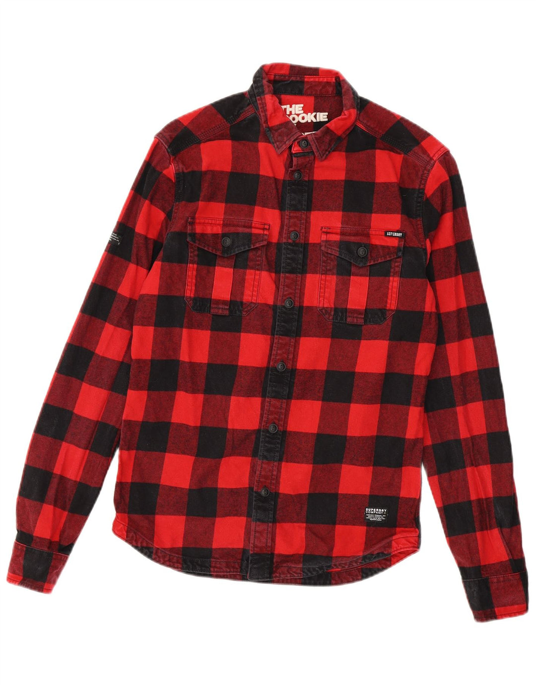 Superdry Mens The Rookie Checked Graphic Flannel Shirt Small Red Check