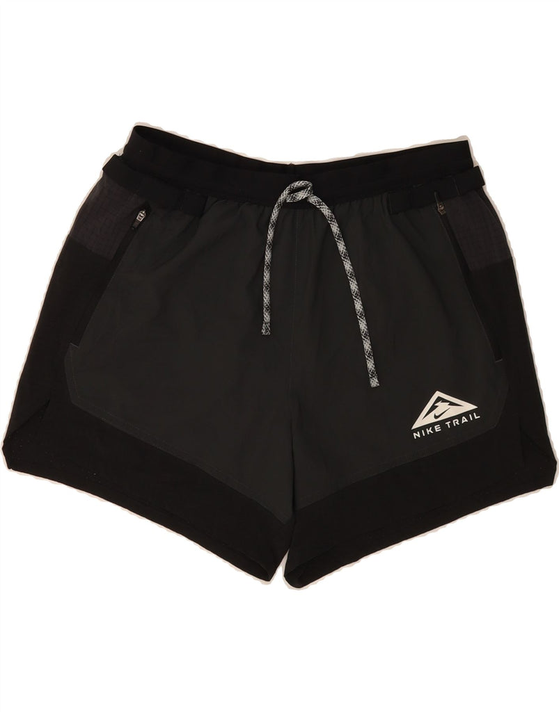 NIKE Womens Sport Shorts UK 14 Medium Black Colourblock Polyester Vintage Nike and Second-Hand Nike from Messina Hembry 