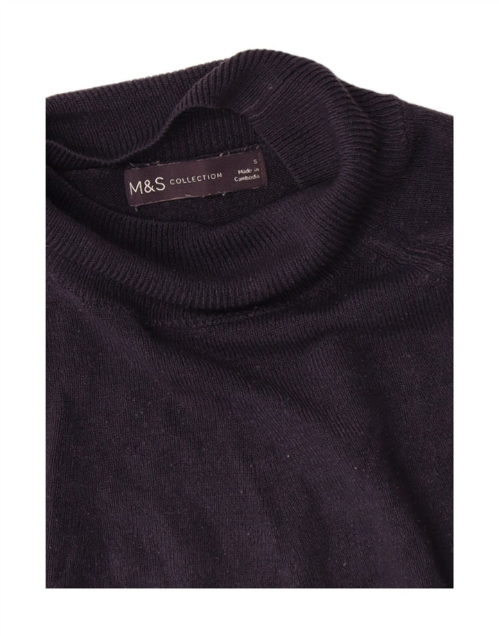 Marks & Spencer Womens Turtle Neck Jumper Sweater UK 10 Small Navy Blue