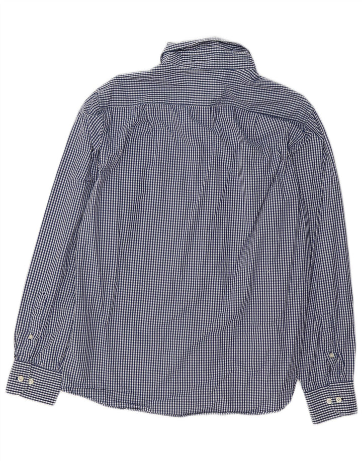 Izod Mens Coupe Ajustee Slim Fit Shirt Medium Blue Gingham Cotton