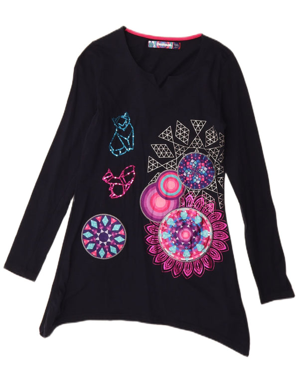 Desigual Girls Long Sleeve Tunic Dress 13-14 Years Navy Blue Festival