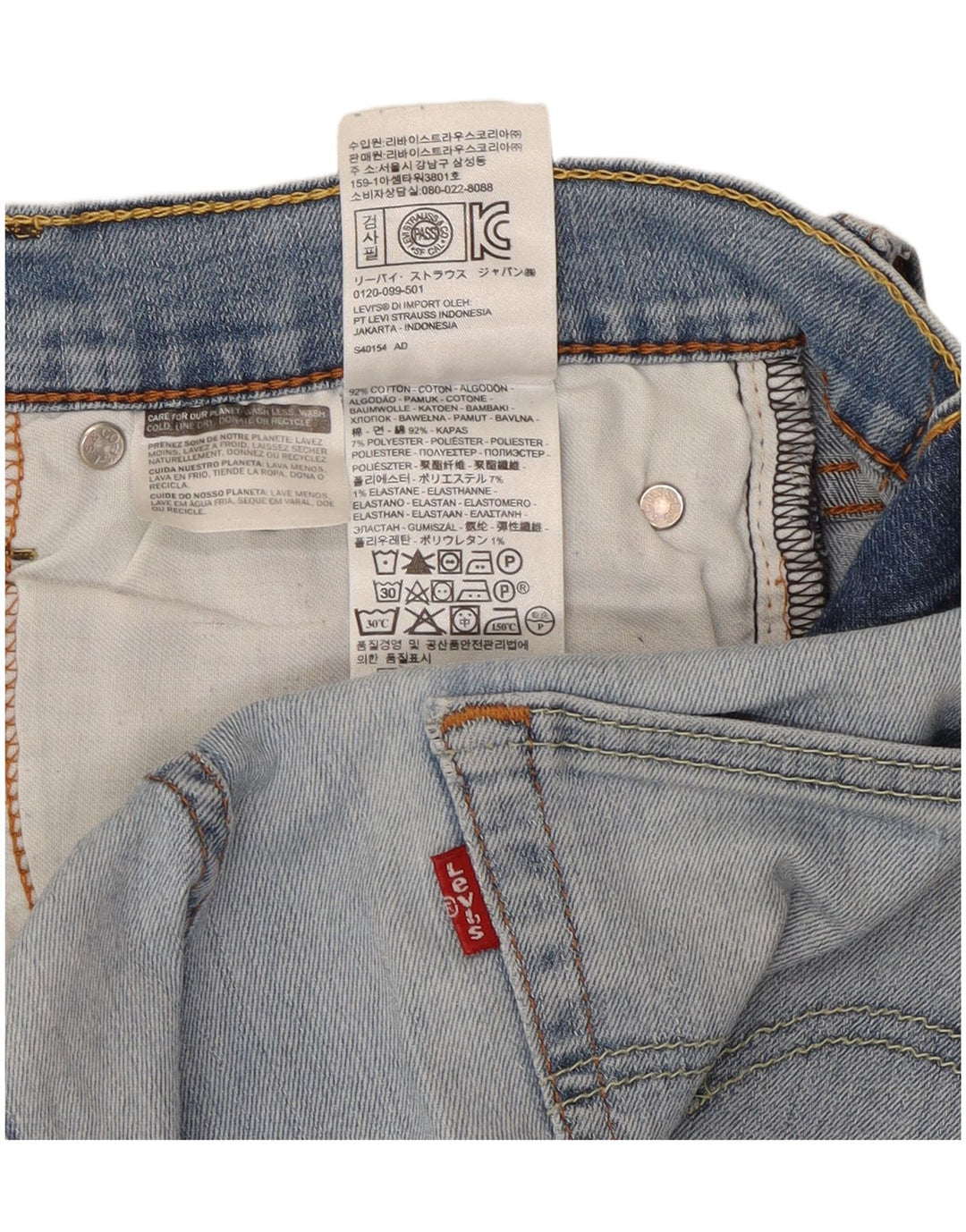 Levi's Mens Slim Jeans W31 L34 Blue Cotton
