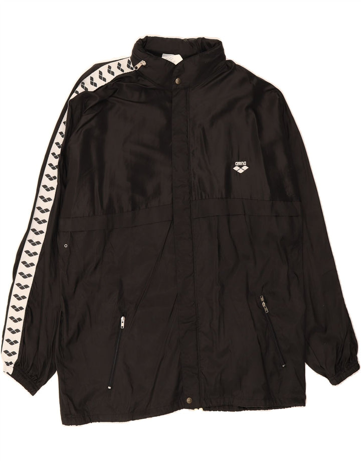 ARENA Mens Graphic Tracksuit Top Jacket 2XL Black Colourblock Polyamide Vintage Arena and Second-Hand Arena from Messina Hembry 