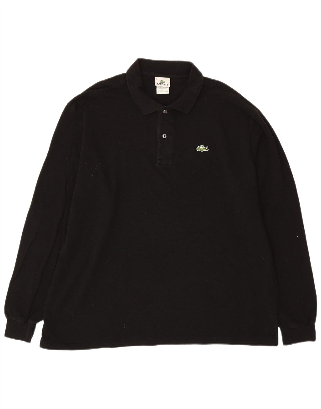 LACOSTE Mens Long Sleeve Polo Shirt Size 7 2XL Black Cotton