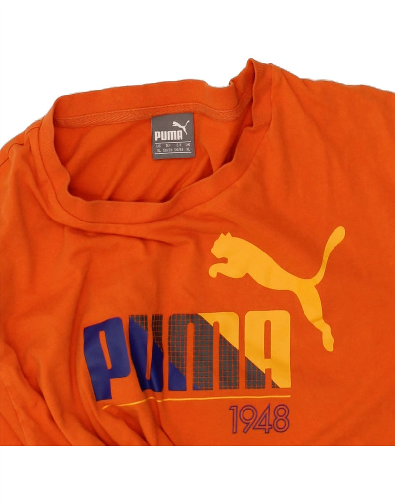 PUMA Mens Graphic T-Shirt Top XL Orange Cotton | Vintage Puma | Thrift | Second-Hand Puma | Used Clothing | Messina Hembry 