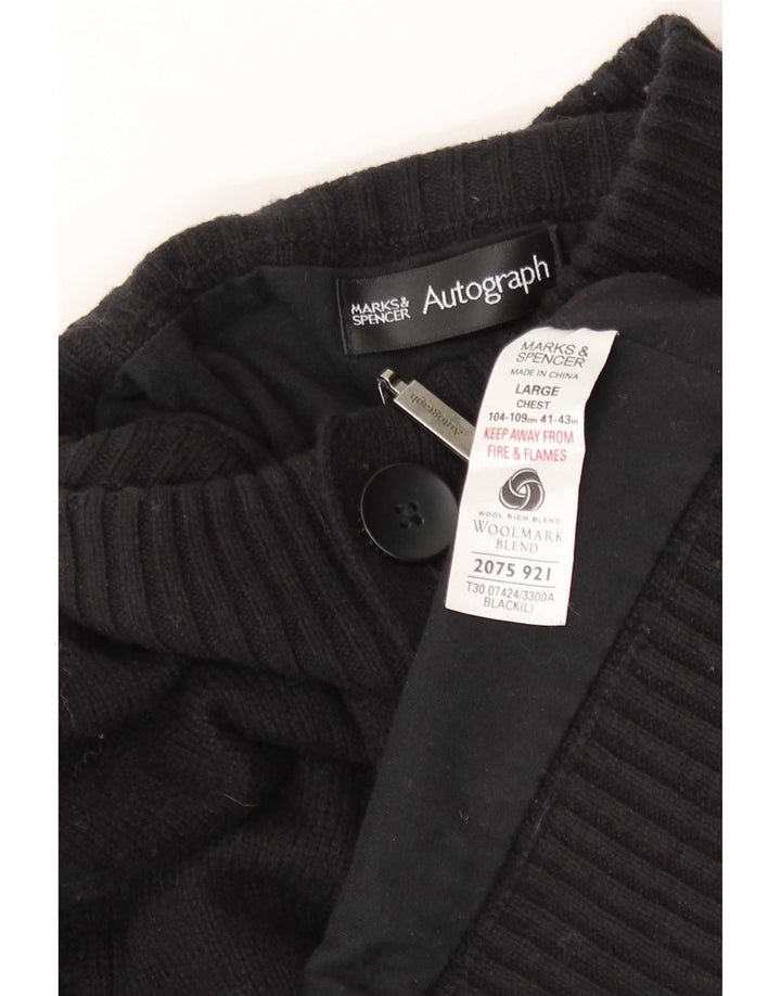 Marks & Spencer Mens Cardigan Sweater Large Black Lambswool