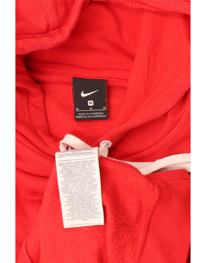 Nike Mens Hoodie Jumper Medium Red Cotton