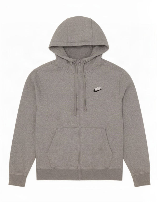 Nike Mens Zip Hoodie Sweater Small Grey Flecked Cotton