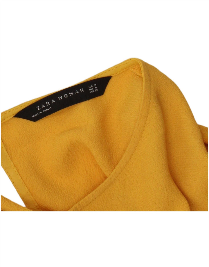 Zara Womens Crop Blouse Top UK 12 Medium Yellow