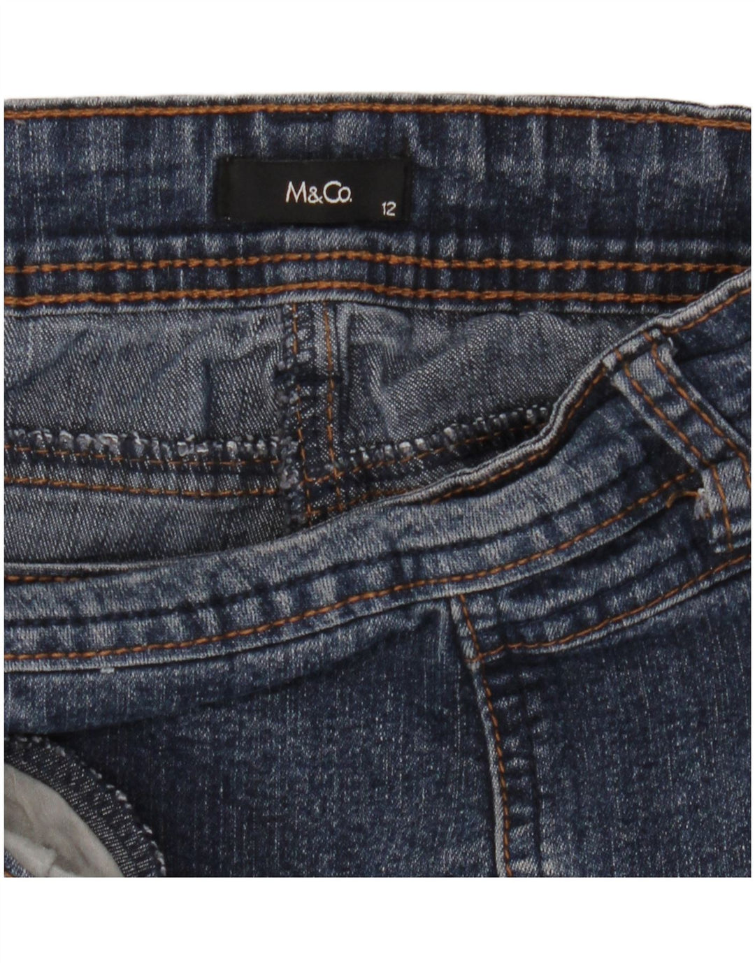 M&Co Womens Denim Bermuda Shorts UK 12 Medium W32  Blue Cotton