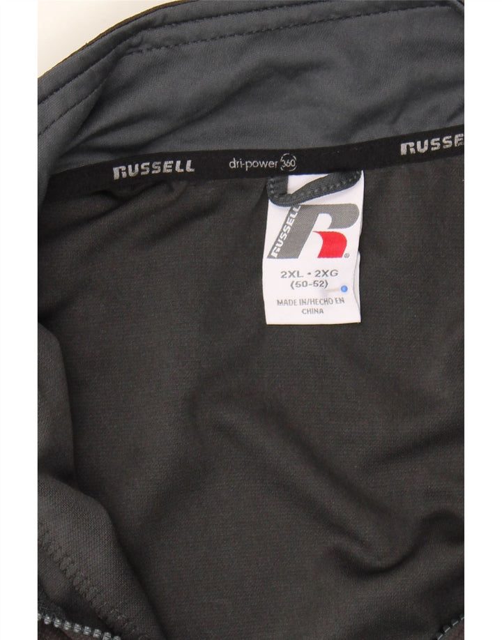 RUSSELL ATHLETIC Mens Tracksuit Top Jacket 2XL Black Colourblock Polyester Vintage Russell Athletic and Second-Hand Russell Athletic from Messina Hembry 