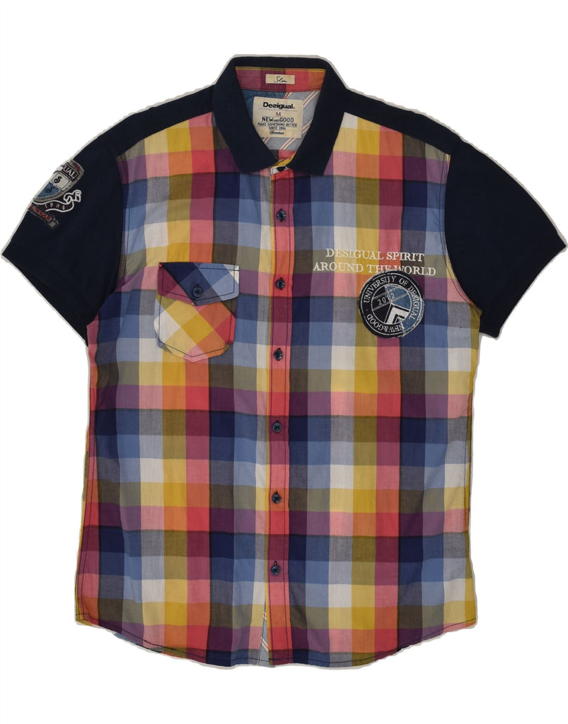 DESIGUAL Mens Slim Fit Short Sleeve Shirt Medium Multicoloured Check | Vintage Desigual | Thrift | Second-Hand Desigual | Used Clothing | Messina Hembry 