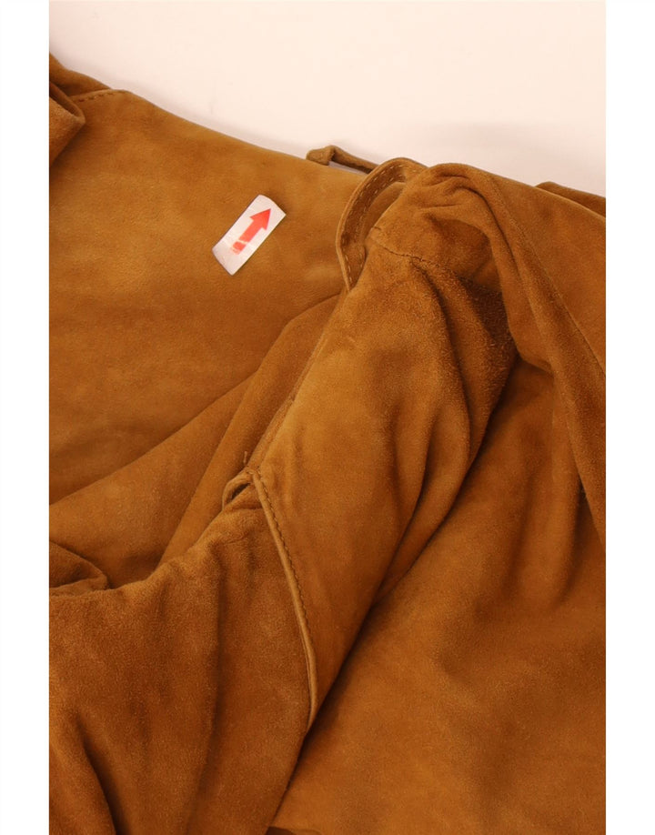 Vintage Womens 3 Button Suede Blazer Jacket IT 48 XL Brown Leather