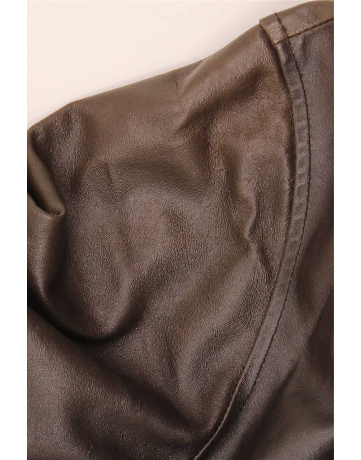Metropolitan Mens Hooded Leather Coat IT 54 2XL Brown