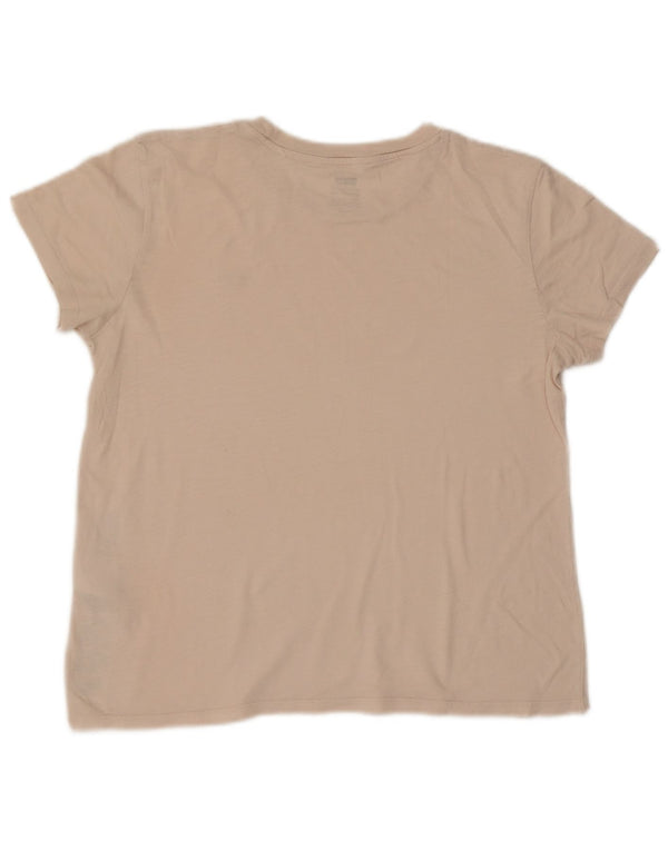 Levi's Womens Perfect Crew T-Shirt Top UK 14 Medium Beige Cotton