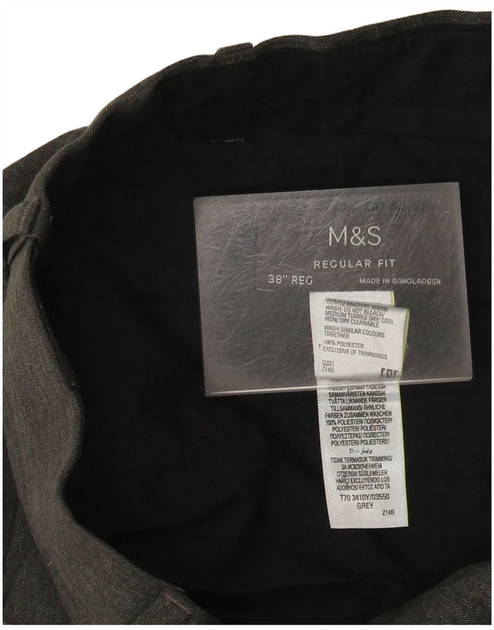 Marks & Spencer Mens Straight Regular Fit Suit Trousers W38 L31 Grey