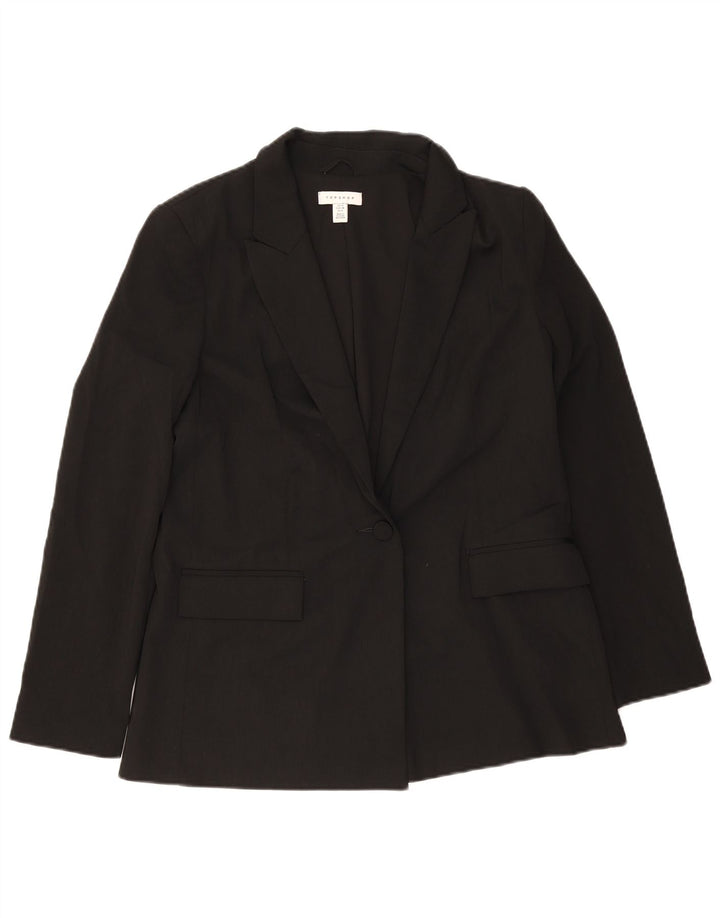 Topshop Womens 1 Button Blazer Jacket UK 10 Small Black Polyester