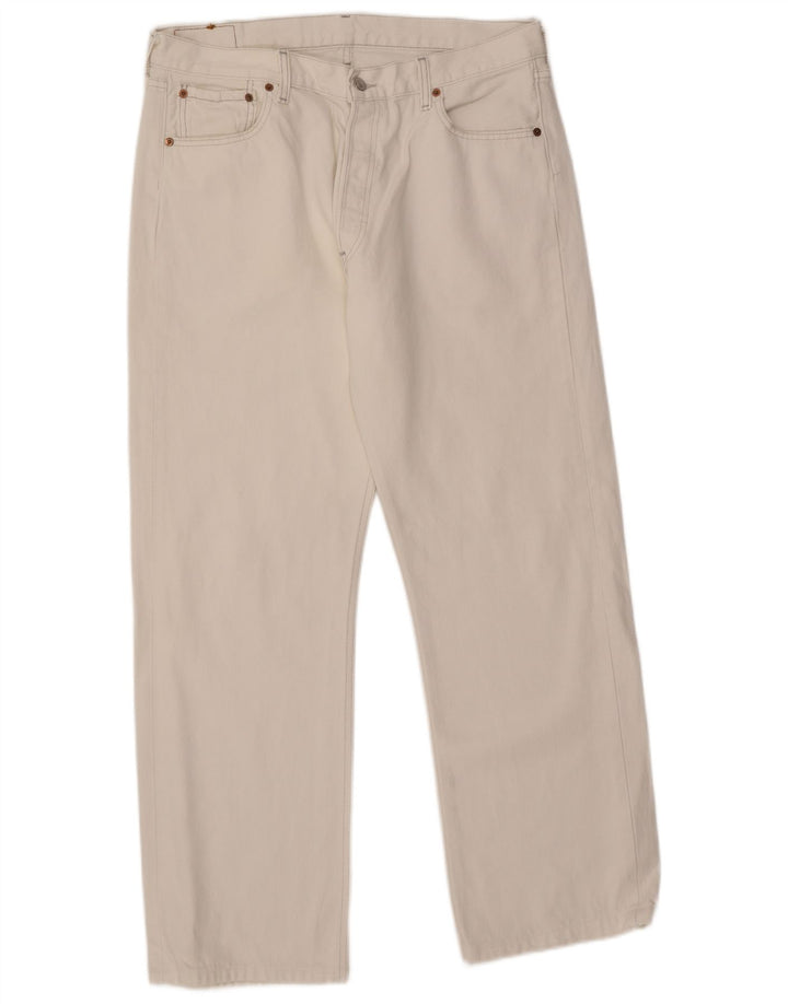 Levi's Mens 501 Straight Jeans W36 L30 White Cotton