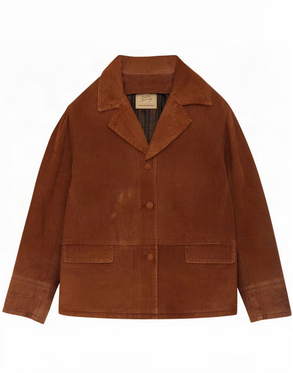 Vintage Womens Suede Jacket IT 44 Medium Beige Leather