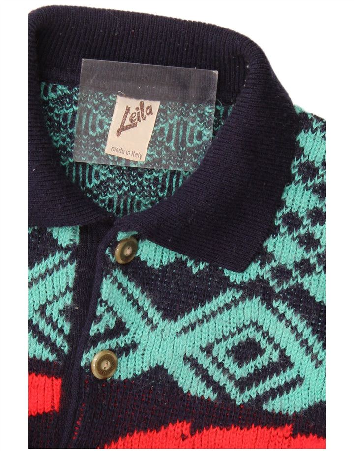 Vintage Mens Polo Neck Jumper Sweater IT 50 Medium Multicoloured Geometric