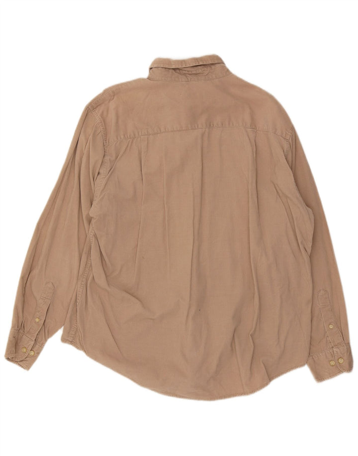 Izod Mens Corduroy Shirt Large Beige Cotton