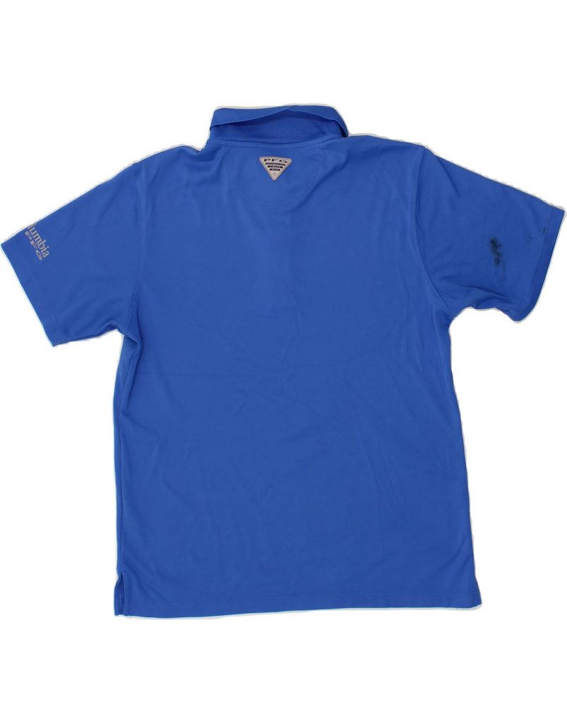 COLUMBIA Mens Polo Shirt Medium Blue Polyester Vintage Columbia and Second-Hand Columbia from Messina Hembry 