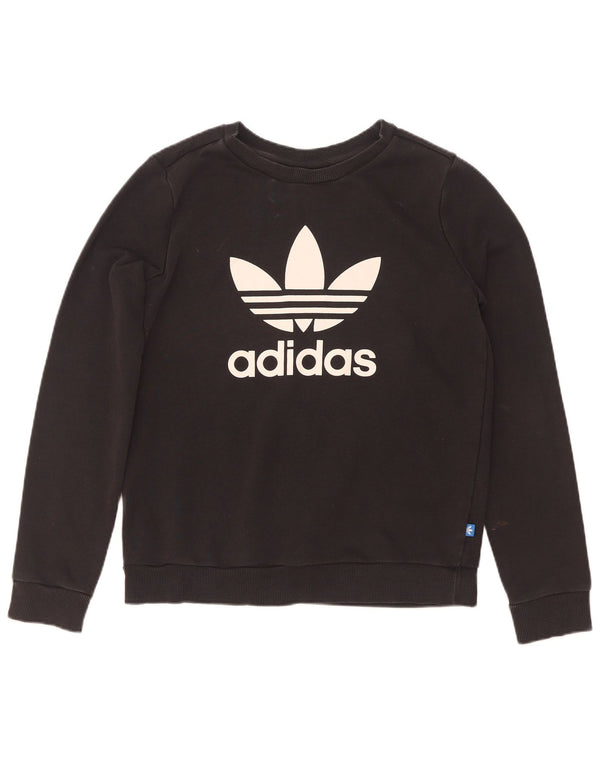 Adidas Womens Graphic Sweatshirt Jumper UK 12 Medium Black Cotton