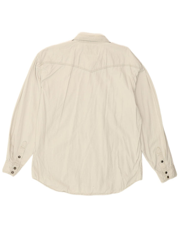 Wrangler Mens Denim Shirt Large White Cotton