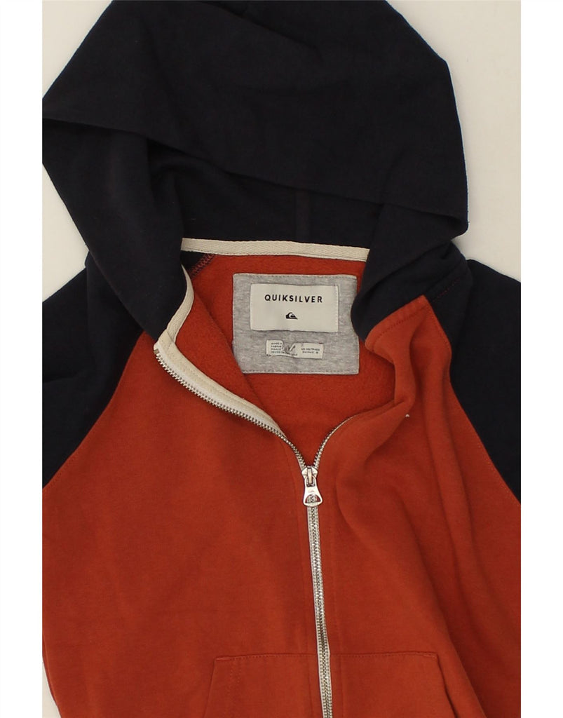 QUIKSILVER Boys Zip Hoodie Sweater 12-13 Years Maroon Colourblock Cotton | Vintage Quiksilver | Thrift | Second-Hand Quiksilver | Used Clothing | Messina Hembry 