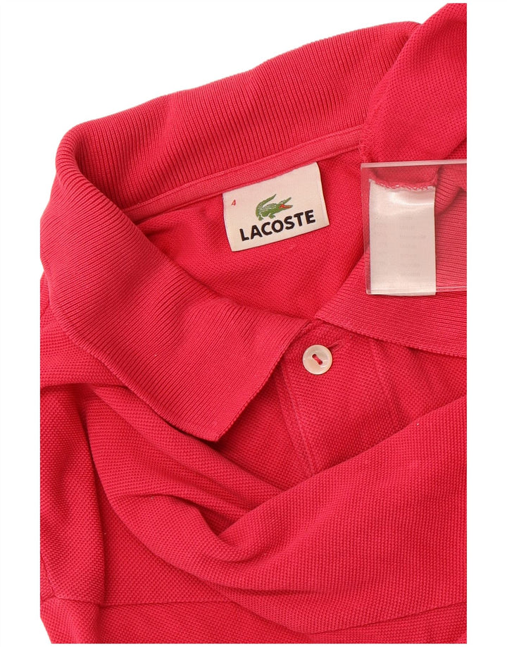 LACOSTE Mens Polo Shirt Size 4 Medium Pink Cotton