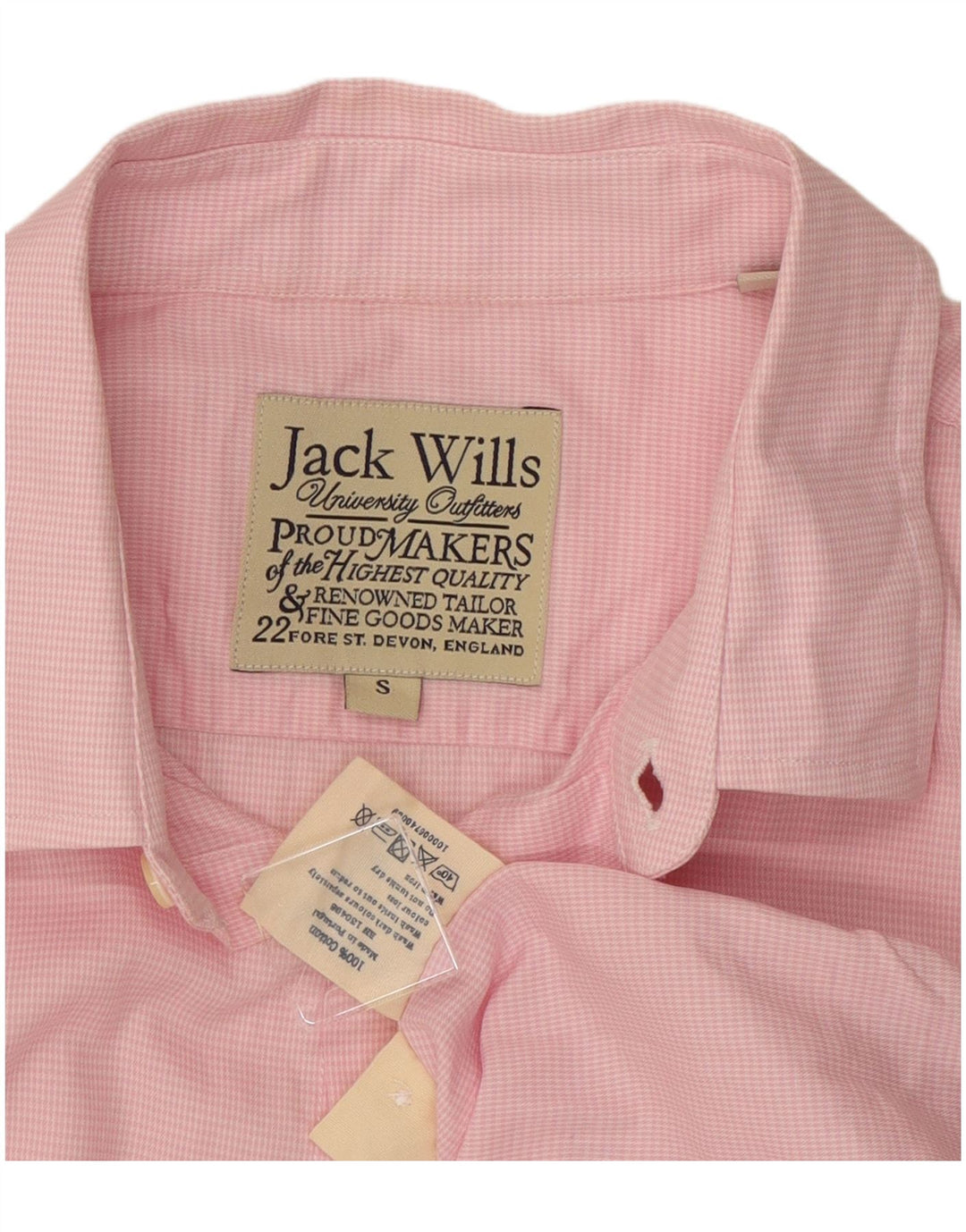 Jack Wills Mens Shirt Small Pink Houndstooth Cotton