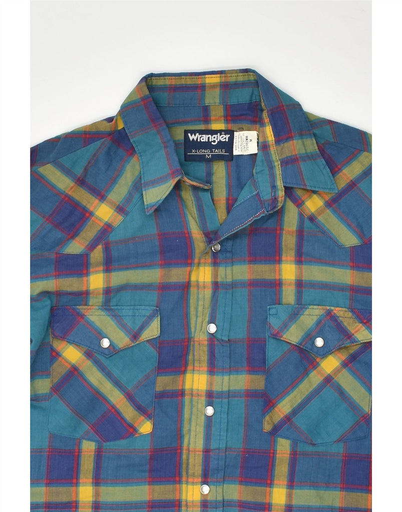 WRANGLER Mens Shirt Medium Blue Check Polyester | Vintage Wrangler | Thrift | Second-Hand Wrangler | Used Clothing | Messina Hembry 