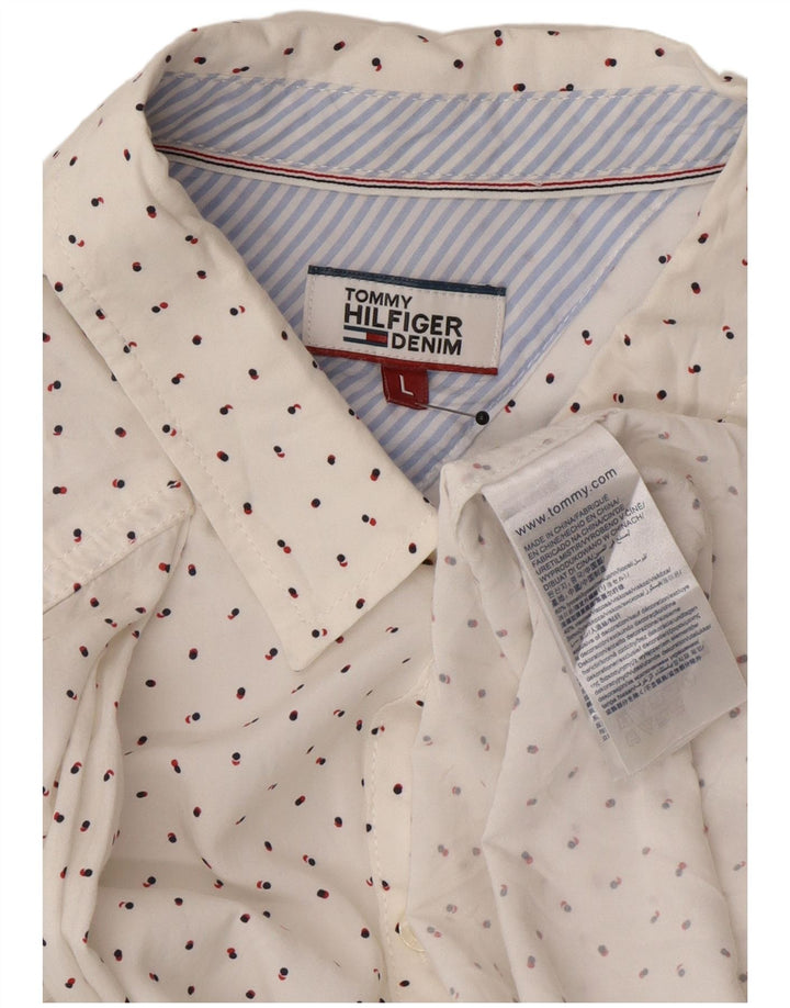 Tommy Hilfiger Womens Shirt UK 16 Large White Spotted Lyocell