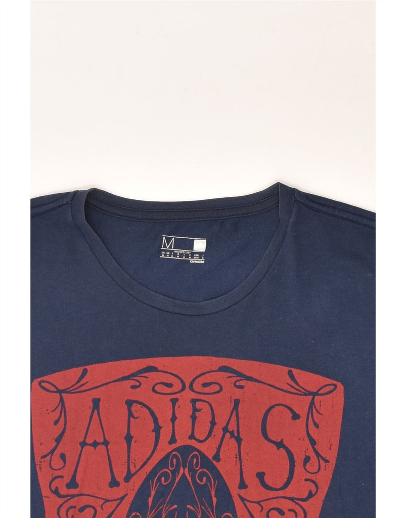 ADIDAS Mens Graphic T-Shirt Top Medium Navy Blue Cotton | Vintage Adidas | Thrift | Second-Hand Adidas | Used Clothing | Messina Hembry 