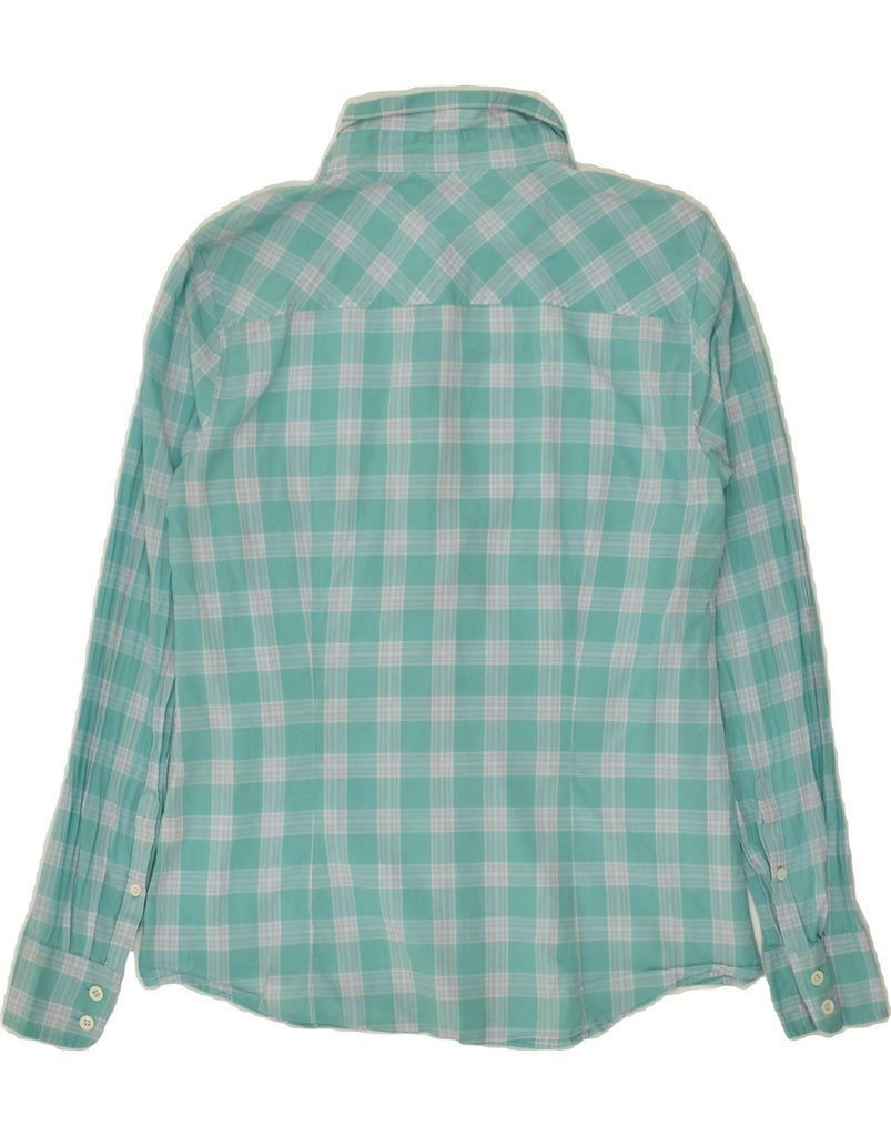 J. CREW Womens Shirt UK 12 Medium Turquoise Check Cotton | Vintage J. Crew | Thrift | Second-Hand J. Crew | Used Clothing | Messina Hembry 