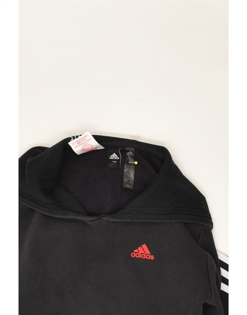 ADIDAS Boys Hoodie Jumper 9-10 Years Black Cotton | Vintage Adidas | Thrift | Second-Hand Adidas | Used Clothing | Messina Hembry 