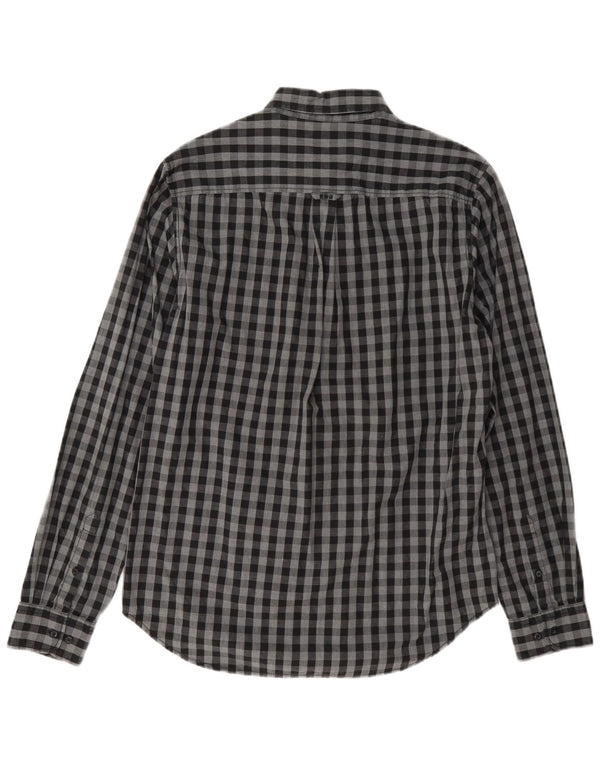 Superdry Mens Osaka Shirt Medium Grey Gingham Cotton