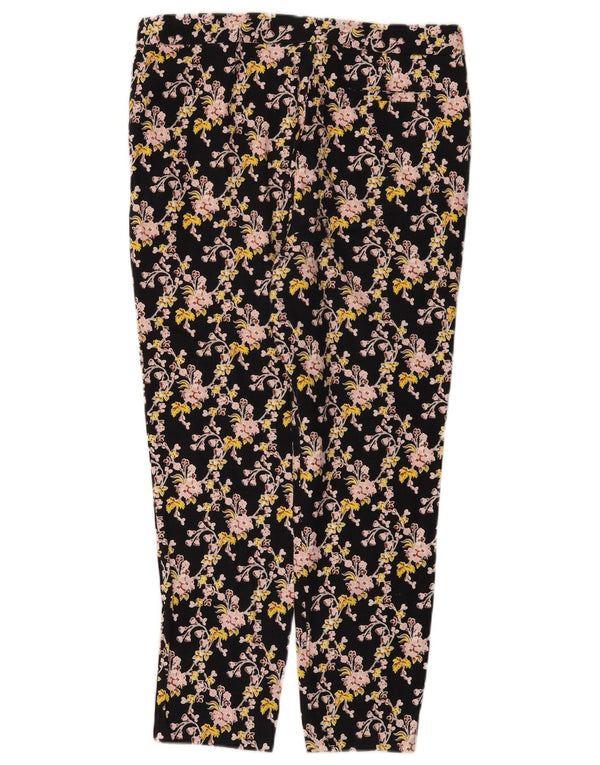 Topshop Womens Slim Cropped Trousers UK 14 Large W32 L25 Black Floral