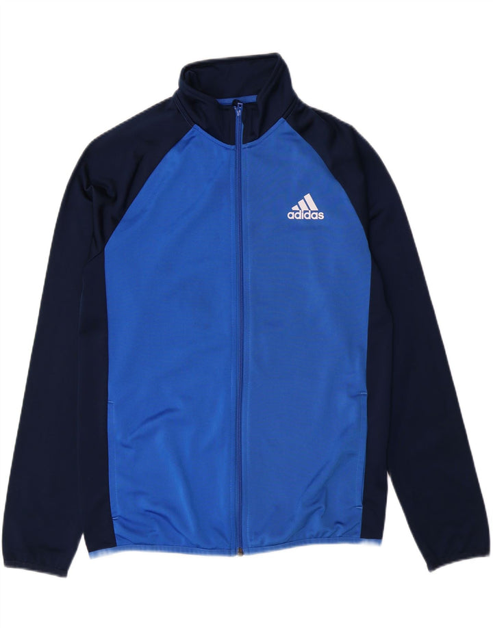 ADIDAS Boys Tracksuit Top Jacket 13-14 Years Large Navy Blue Colourblock Vintage Adidas and Second-Hand Adidas from Messina Hembry 